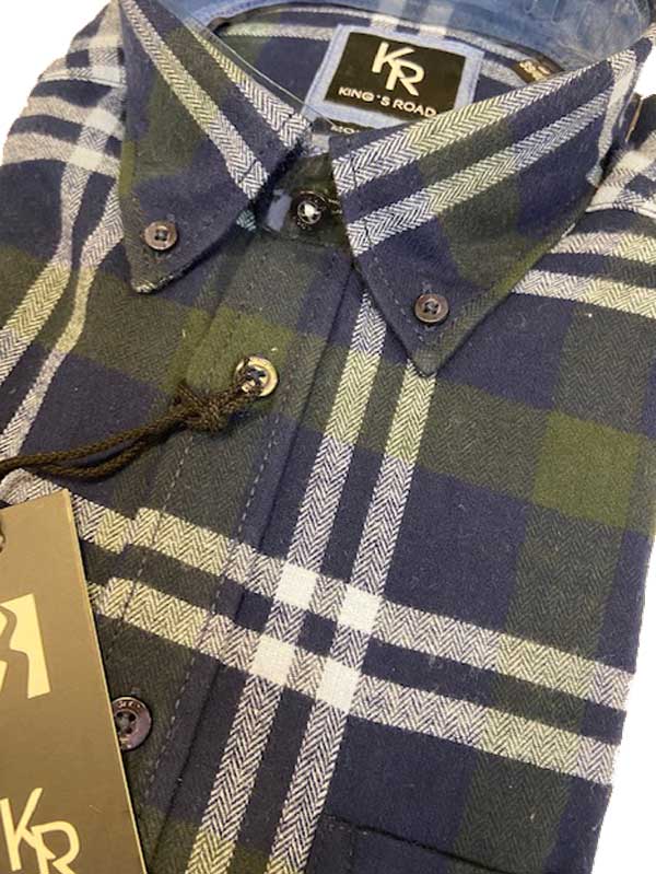 Shirt King's Road, Blauw Groen Ruit, Zware Flannel