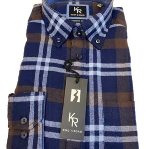 Shirt King's Road, Blauw Bruin Ruit, Zware Flannel