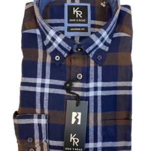 Shirt King's Road, Blauw Bruin Ruit, Zware Flannel