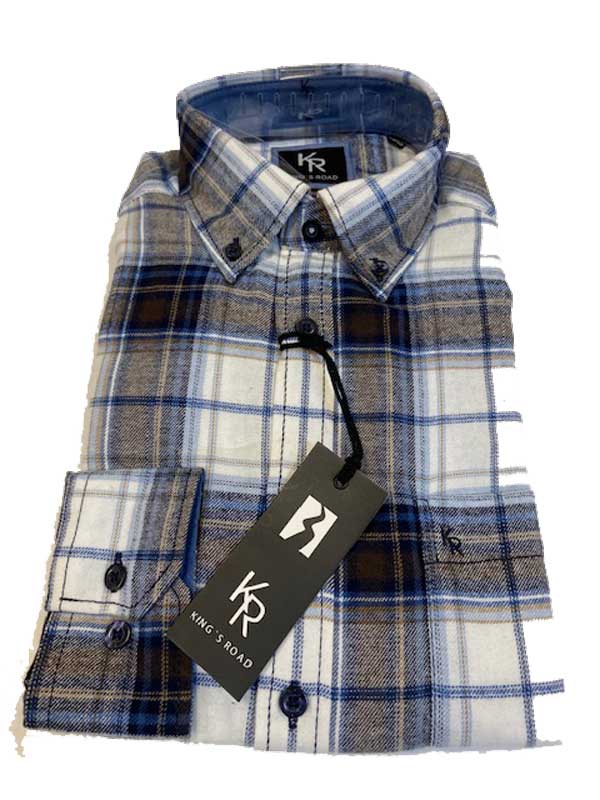 Shirt King's Road, Lichte Overruit Ruit, Zware Flannel