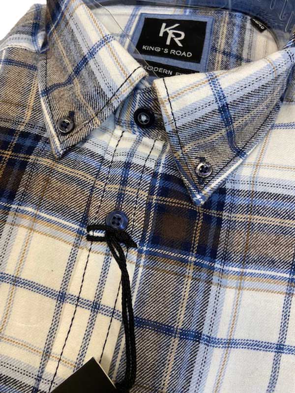 Shirt King's Road, Lichte Overruit Ruit, Zware Flannel