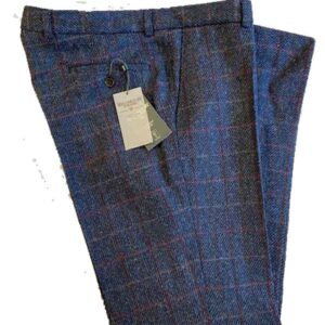 Harris Tweed Pantalon Blauw Met Overruit