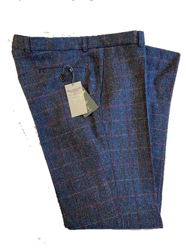 Harris Tweed Pantalon Blauw Met Overruit