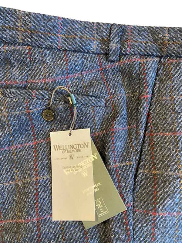 Harris Tweed Pantalon Blauw Met Overruit