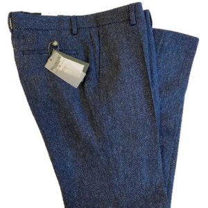 Harris Tweed Pantalon Blauw Visgraat