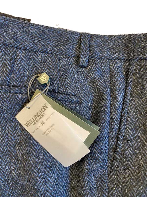 Harris Tweed Pantalon Blauw Visgraat