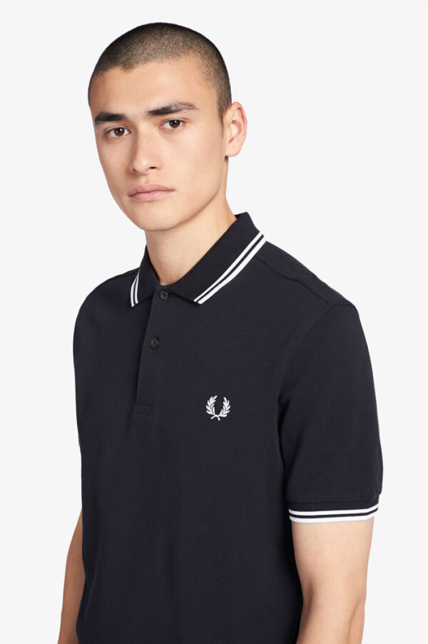 FRED PERRY, POLO, NAVY/WHITE/WHITE