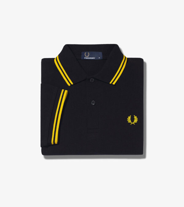 FRED PERRY, POLO, BLACK / YELLOW
