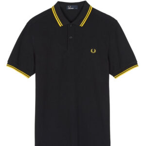 FRED PERRY, POLO, BLACK / YELLOW