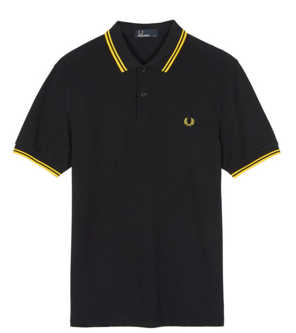 FRED PERRY, POLO, BLACK / YELLOW