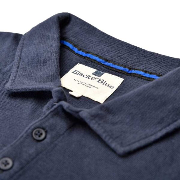 BLACK & BLUE 1871, LANGE MOUW POLO SHIRT BLAUW