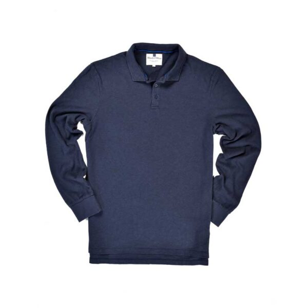 BLACK & BLUE 1871, LANGE MOUW POLO SHIRT BLAUW