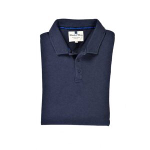 BLACK & BLUE 1871, LANGE MOUW POLO SHIRT BLAUW