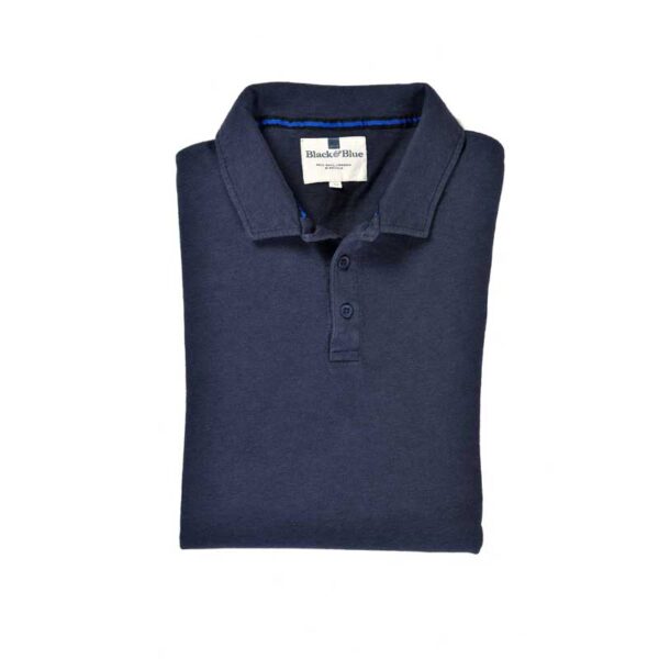 BLACK & BLUE 1871, LANGE MOUW POLO SHIRT BLAUW