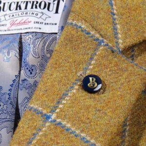 Tweed Sakko Senfgelb/Blau Yorkshire Tweed
