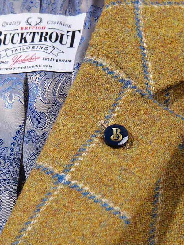 Tweed Sakko Senfgelb/Blau Yorkshire Tweed