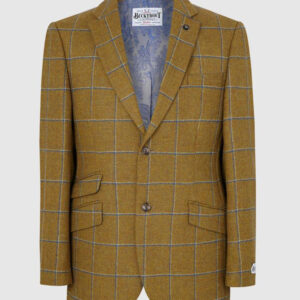 Tweed Sakko Senfgelb/Blau Yorkshire Tweed