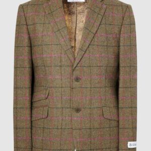 Tweed Anzüg Grün Mit Rosa Überfenster Yorkshire Tweed