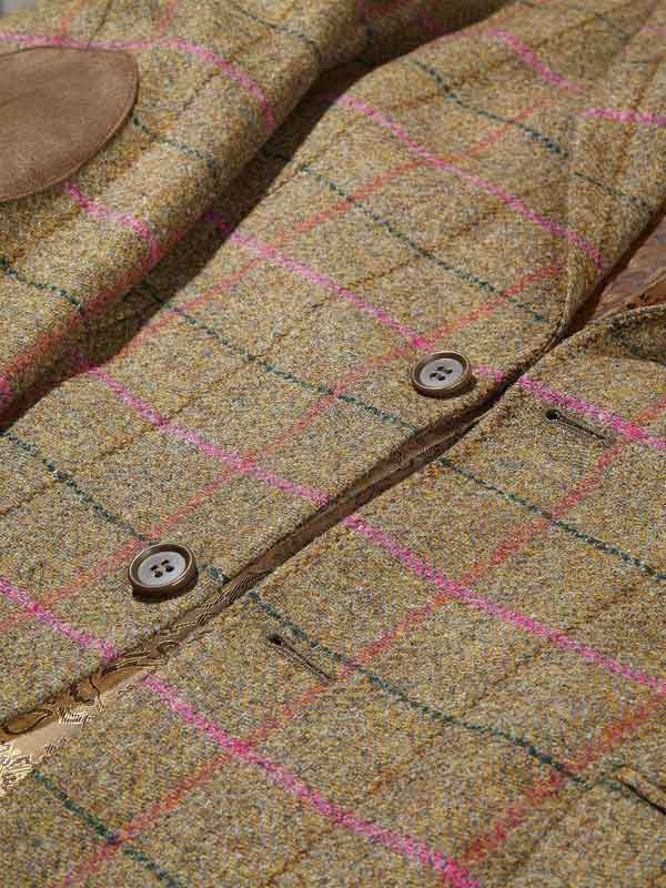 Tweed Anzüg Grün Mit Rosa Überfenster Yorkshire Tweed