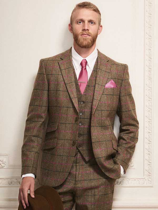 Tweed Sakko Grün/Rosa Yorkshire Tweed