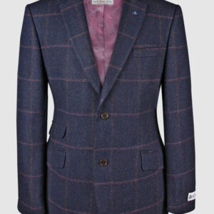 Tweed Anzüge Dunkelblau Mit Rosa Überfenster Yorkshire Tweed