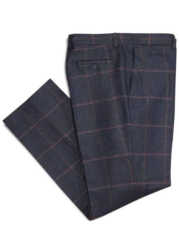 Tweed Anzüge Dunkelblau Mit Rosa Überfenster Yorkshire Tweed