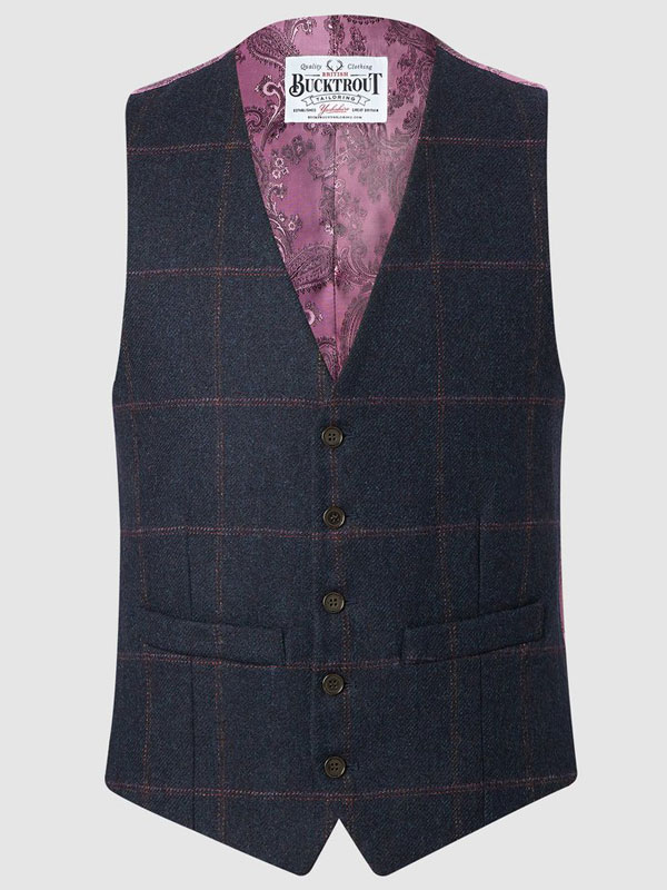 Tweed Anzüge Dunkelblau Mit Rosa Überfenster Yorkshire Tweed