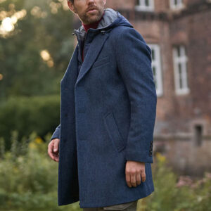 Herren Kurzmantel ”Flynston” Mit Westeneinsatz In Blue Herringbone