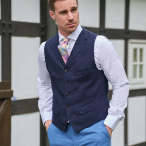 Herren Leinenweste ''Wales'' In Navy