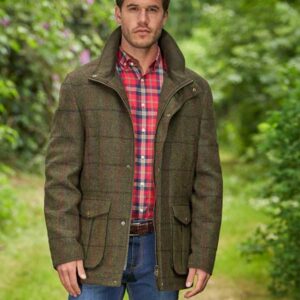 Herren Fieldjacket ''Bristol'' Aus Harris Tweed In Green Overcheck