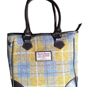 Harris Tweed Shire Henkeltasche – Gelb-Blau Kariert