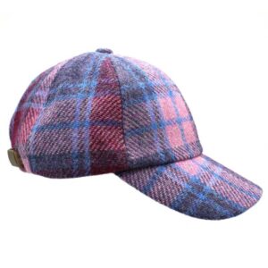 Harris Tweed Cap Rannoch Rosa Blau Kariert
