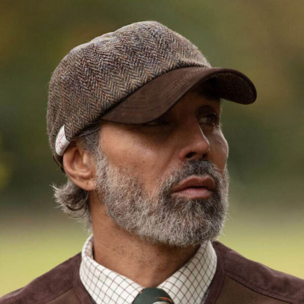 Harris Tweed Baseballkappe Brungton Wildleder Schirm Anthrazit
