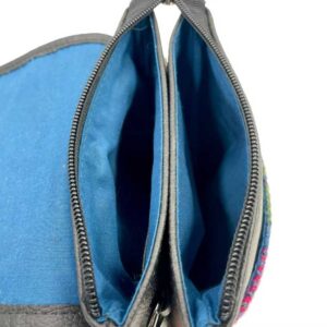 Harris Tweed Mini-Umhängetasche in Blau/Braun kariert