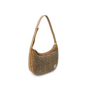 Harris-Tweed-Schultertasche, Modell Ellon, Islander, Beige Hahnentrittmuster