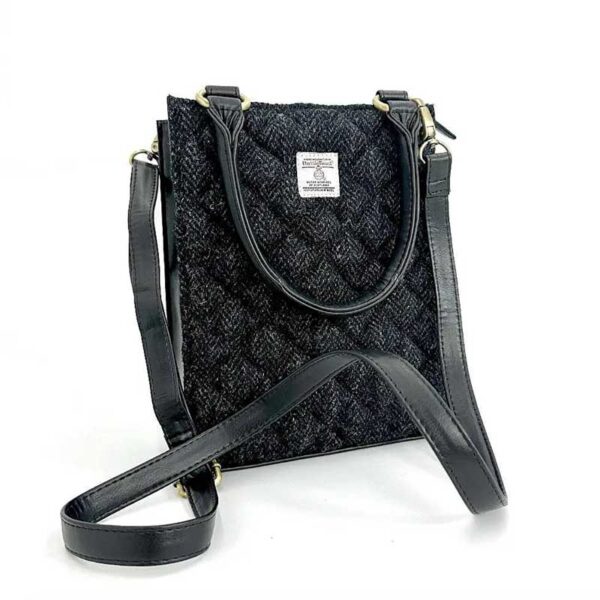 Harris Tweed Stepp-Mini-Tragetasche in Anthrazit