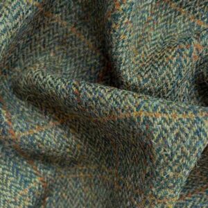 Harris Tweed Mütze "Henry Cap" In Oliv-Blue Overcheck