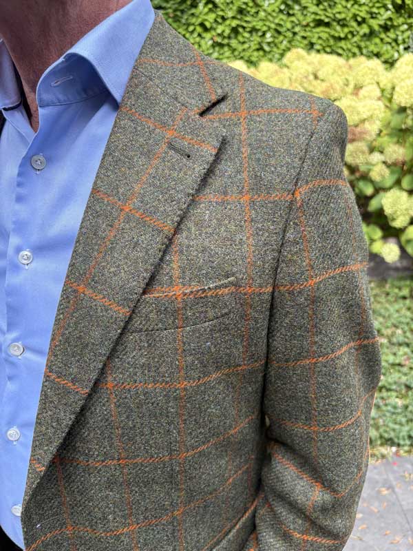 Sheppard & Jones, Tweed Jacket Green/Orange Overcheck