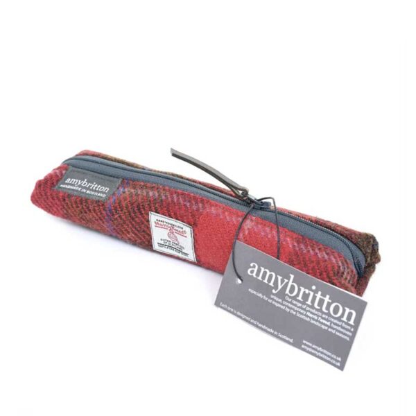 Harris Tweed Highland Range Slim Federmäppchen, rot kariert