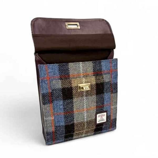 Harris Tweed Satchel Bag in Blau/Braun Karo