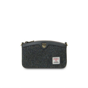 Harris Tweed Schultertasche, The Ailsa, Schwarz-Graues Fischgrätmuster