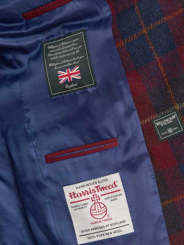 Harris Tweed Sakko ''London'' In Berry Check