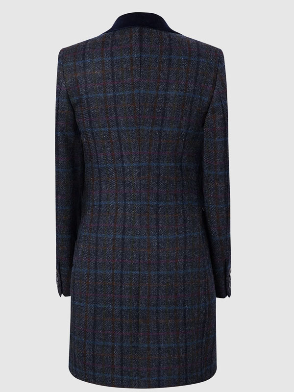Tori 3/4 Damen Mantel Marineblau Multi Check