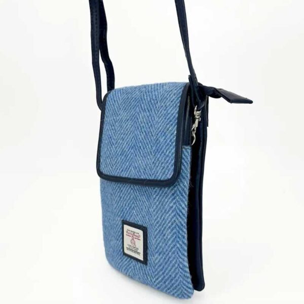 Harris Tweed Mini-Umhängetasche in Himmelblau
