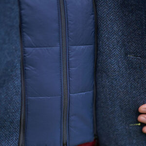 Herren Kurzmantel ”Flynston” Mit Westeneinsatz In Blue Herringbone