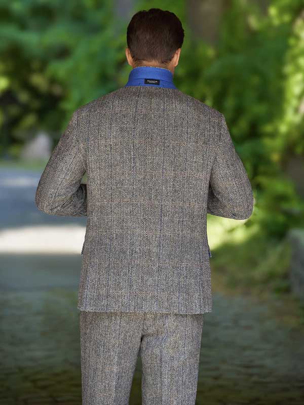 Harris Tweed Sakko ''London'' In Grey Herringbone