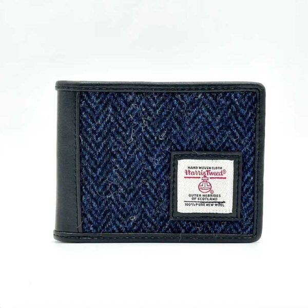 Harris Tweed Bifold Münzgeldbörse in Blau