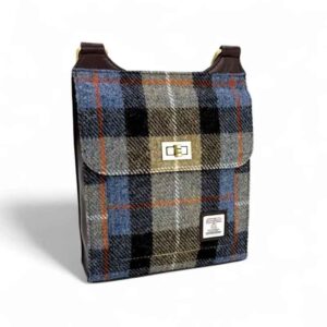 Harris Tweed Satchel Bag in Blau/Braun Karo