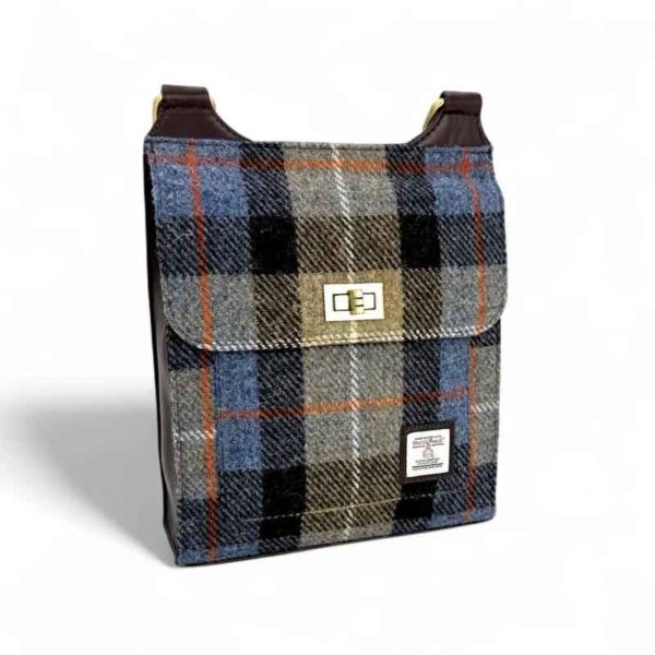 Harris Tweed Satchel Bag in Blau/Braun Karo