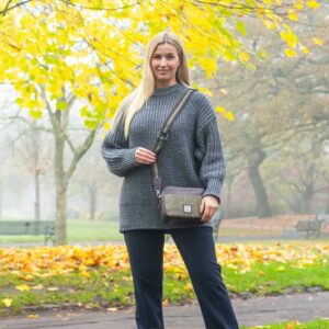 Harris Tweed Kameratasche in Country Green